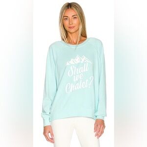 Wildfox Couture "Shall We Chalet?" Graphic Sweatshirt in Plume Blue